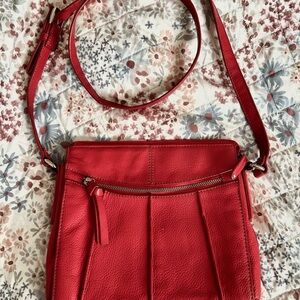 Tignanello Stylish Red Leather Shoulder Bag